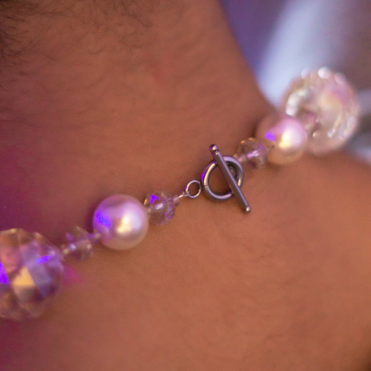 Collier en perles de cristal XL et perles de verre effet nacre - Collier Disco Bitch
