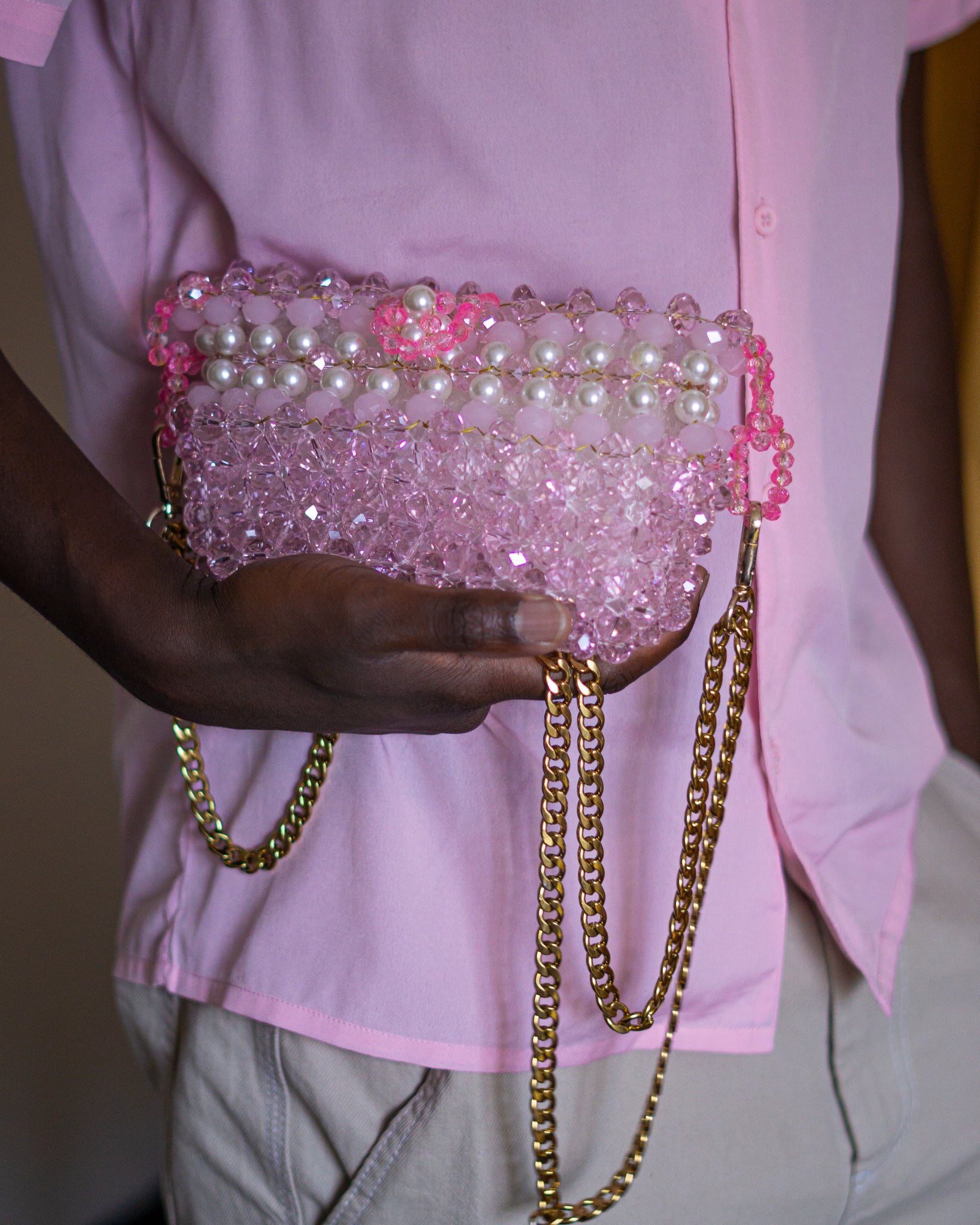 Sac en perles rose