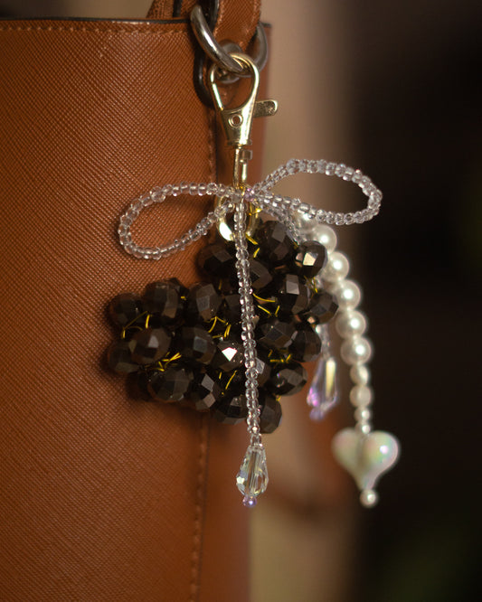 Porte-clé perles en coeur et noeud