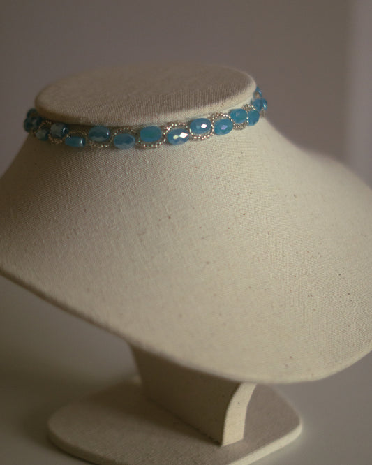 Collier choker en perles de cristal beige - Mother Pearls